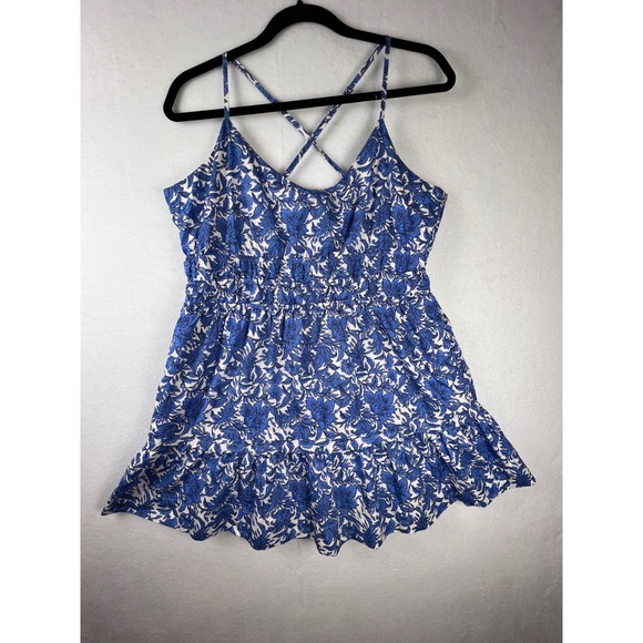 Anthropologie Dresses & Skirts - By Anthropologie Dress 4P Blue White Floral Smocked Ruffle Mini Cottagecore